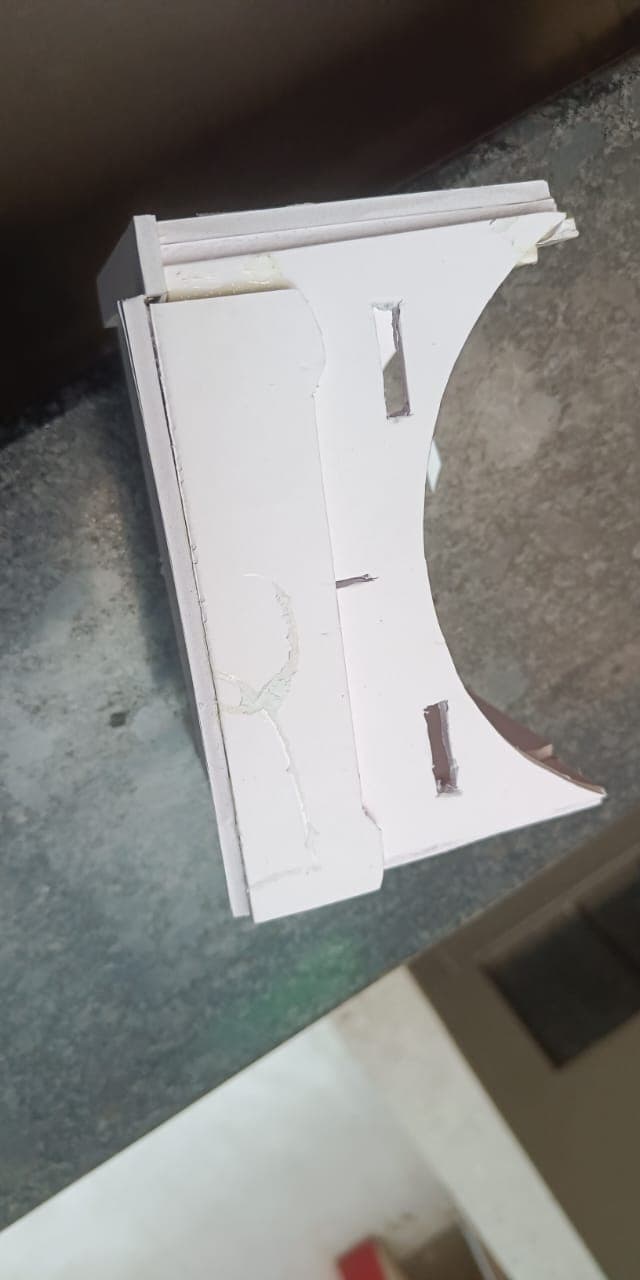 Angled view of the foam-board enclosure