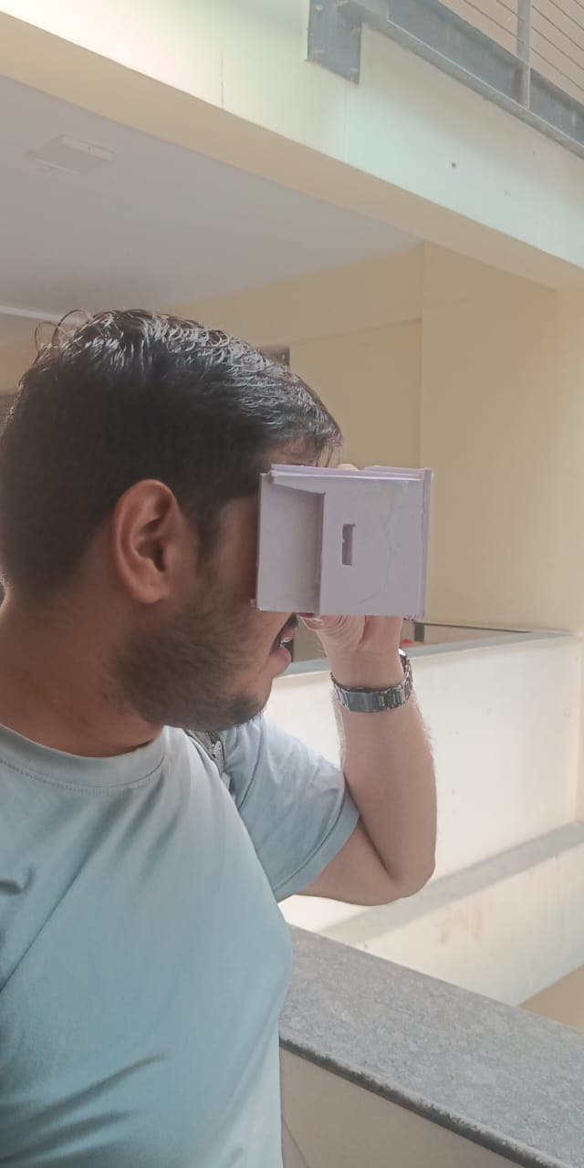 Side view of the smart-glasses prototype being worn